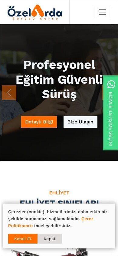 Arda Sürücü Kursu mobil görünümü